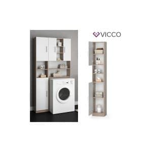 VICCO Anstellschrank LUIS Waschmaschinenschrank Badmöbel Badschrank Sonoma Weiß