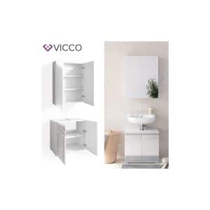 VICCO Badmöbelset FREDDY Spiegelschrank Unterschrank weiß hochglanz Waschtisch