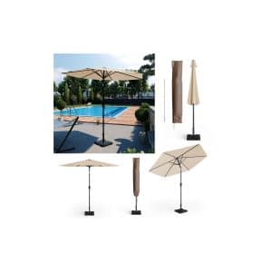 Oskar Sonnenschirm 270cm Set beige inkl Schutzhülle + Ständer Gartenschirm