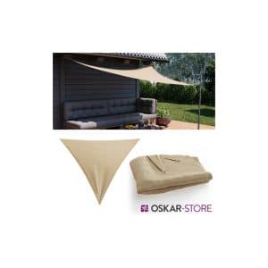 OSKAR Sonnensegel Dreieck 3x3x3m Beige Sonnenschutz Windschutz UV-Schutz HDPE