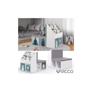 VICCO Kinderregal ONIX mit Sitzbank Kindersitzbank Spielzeug Kinderzimmerregal