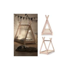 VITALISPA Kinderbett TIPI Indianer Bett Kinderhaus Holz Hausbett 70x140cm Natur