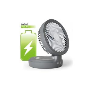 Eldstad Mini USB Ventilator Tischventilator LED Licht Akku Schreibtisch 4 Stufen