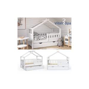 VitaliSpa Design Kinderbett 140x70 Babybett Jugendbett mit Schublade Lattenrost