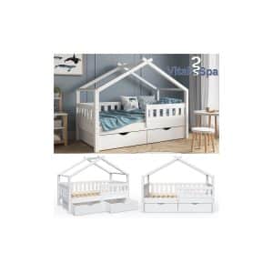 VitaliSpa Design Kinderbett 160x80 Babybett Jugendbett 2 Schubladen Lattenrost