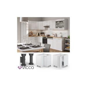 VICCO Eckunterschrank 87 cm Weiß Küchenzeile Unterschrank Fame