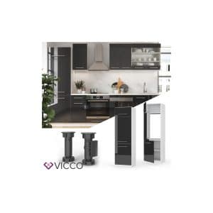 VICCO Kühlumbauschrank 60 cm Anthrazit Küchenzeile Unterschrank Fame