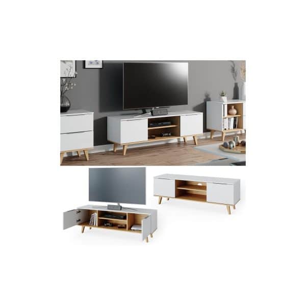 VICCO Lowboard TV-Board Fernsehtisch NEPTUNE Sideboard Skandinavisch weiß Eiche