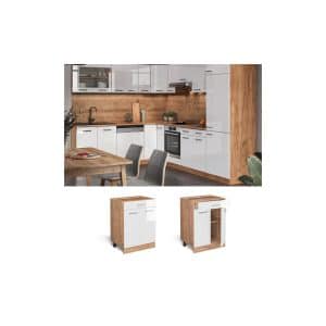 Vicco Schubunterschrank Küchenschrank Küchenzeile R-Line 60 cm Goldkraft Weiß