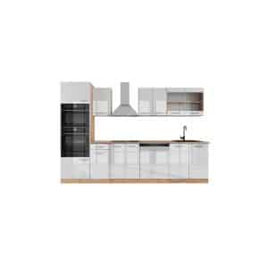 Vicco Küchenzeile Küchenblock Einbauküche R-Line 300cm Mikrowellenumbauschrank Weiß