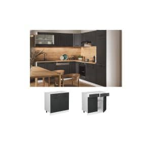 Vicco Schubunterschrank Küchenschrank Küchenzeile Landhaus R-Line 80 cm Weiß-Anthrazit