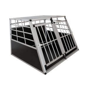 Juskys Alu Hundetransportbox XL - 96×91×70 cm verschließbar & pflegeleicht - Hundebox für Hunde