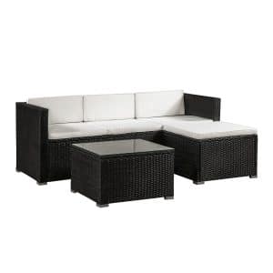 Juskys Polyrattan Lounge Punta Cana M schwarz für 3-4 Personen – Sofa