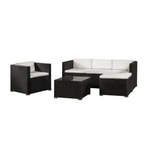 Juskys Polyrattan Lounge Punta Cana L schwarz für 4-5 Personen – Sessel