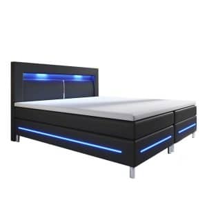 Juskys Boxspringbett Norfolk 140 x 200 cm – LED Beleuchtung