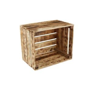 GrandBox Holz-Kiste 50x40x30 cm geflammt Kaminholz-Kiste Wein-Kiste Vintage... 1er Set