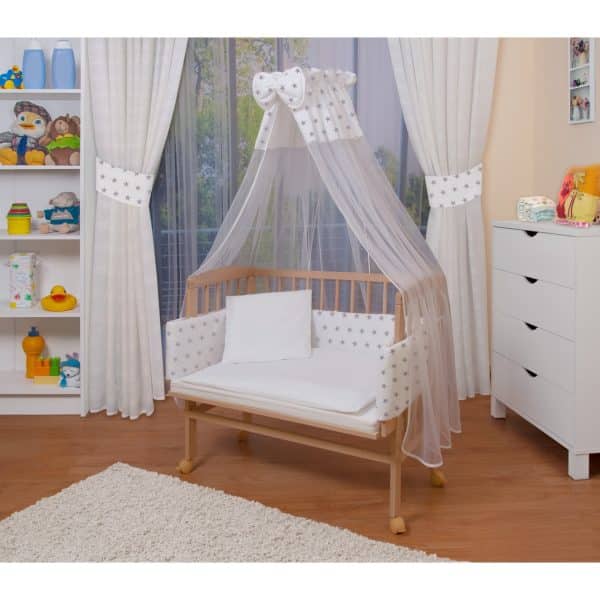 WALDIN Baby Beistellbett mit Matratze und Nestchen