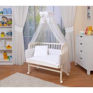 WALDIN Baby Beistellbett mit Matratze und Nestchen