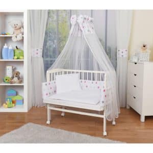 WALDIN Baby Beistellbett mit Matratze und Nestchen