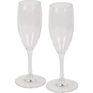 BO-CAMP 2er Set Sekt Gläser - Camping Champagner Flöte Polycarbonat Trink Glas