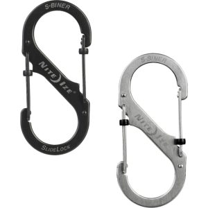 NITE IZE SlideLock S-Biner Mini Doppel Karabiner Schlüsselanhänger Schnapp Haken Farbe: silber