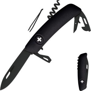 SWIZA Schweizer Messer D03 AllBlack - Taschenmesser Klappmesser 11 Funktionen