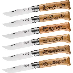 OPINEL Taschenmesser Animalia 08 Tier Motiv Klapp Messer Camping Edelstahl Holz Farbe: Gams