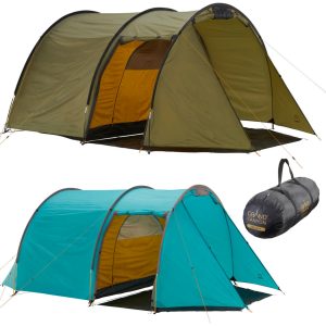 GRAND CANYON Tunelzelt Robson 4 Personen Zelt Familien Camping Leicht Vorraum Farbe: Blue Grass