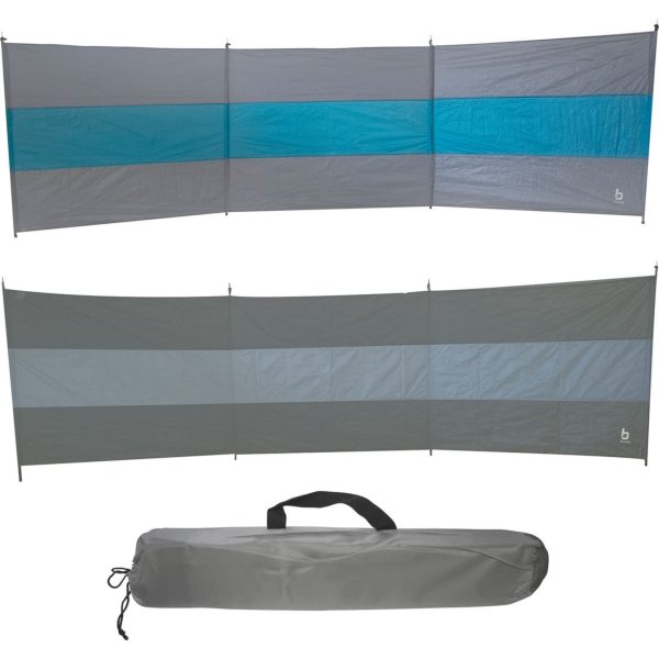 BO-CAMP Camping Windschutz XL - Strand Zelt Garten Zaun Sichtschutz groß 500x140 Farbe: Blau/Grau