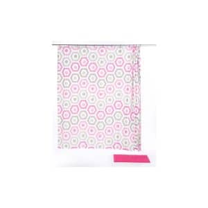 PANA® Diego 3teiliges Badezimmerset • Duschvorhang + Badematte + 12 Ringe • in 5 verschiedenen Designs... Ecken - pink