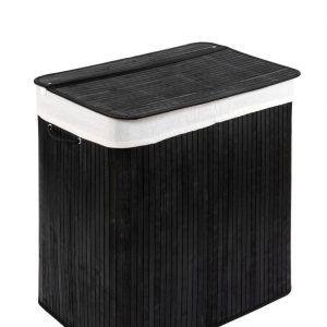 PANA®ECO Bambus Wäschekorb mit Deckel • Wäschebox Holz mit herausnehmbaren Wäschesack • Faltbarer Wäschesammler waschbar • Badezimmer Wäschetruhe • 100% Bambus • versch. Farben und Größen... Schwarz