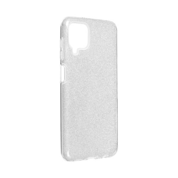 Handyhülle für Samsung Galaxy A12 Schutzcase Cover Bumper Schale Glitzer Silber
