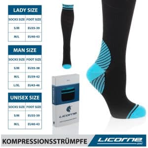 Licorne Kompressions-Thrombose-Stütz-Strümpfe Damen und Herren Compression Socks für Sport Flug Laufen Reisen... 35-38