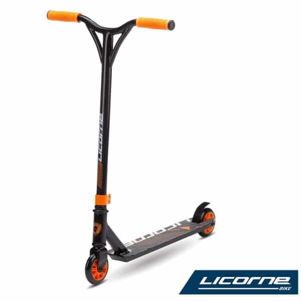 Licorne Stunt Scooter 360 Grad Lenkung Funscooter Kickscooter Tretroller Trick Roller Kinder ab 6 Jahre und Erwachsene... Schwarz/Orange