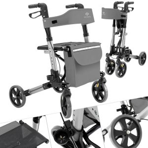 KESSER Rollator Gehwagen Gehhilfe klappbar Alu-Rollator Leicht Laufhilfe... Rollator Grau