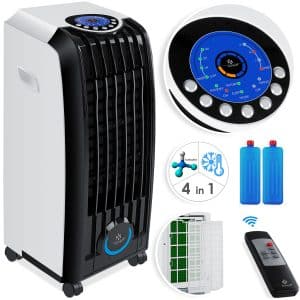 KESSER® 4in1 Mobile Klimaanlage   Fernbedienung   Klimagerät   Ventilator    8 L Tank   Timer   3 Stufen   Ionisator Luftbefeuchter   Luftkühler  ... Weiß / Schwarz