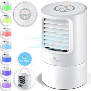 KESSER® 4in1 Mobile Klimaanlage Mini Klimagerät mit 7 Farben LED Farben   Ventilator   Wassertank   Timer   3 Stufen   Ionisator Luftbefeuchter   Luftkühler   Klein Tragbare... Weiß