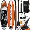KESSER® Aufblasbares SUP Board Set Stand Up Paddle Board Premium Surfboard Wassersport   6 Zoll Dick    Komplettes Zubehör   130kg... (VARIO) Orange 320CM