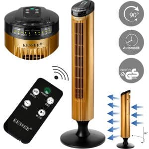 KESSER Turmventilator FERNBEDIENUNG Ventilator LED Display Standventilator Klimaanlage... Schwarz / Gold