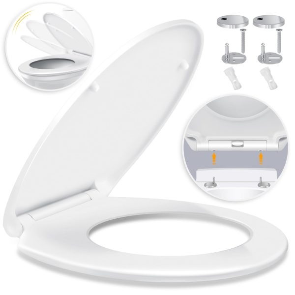 KESSER® WC Sitz mit Absenkautomatik Toilettendeckel Quick-Release-Funktion und Softclose - einfache Montage Antibakteriell Klodeckel aus Duroplast Toilettensitz mit Edelstahl Befestigung... Wc Sitz O-form