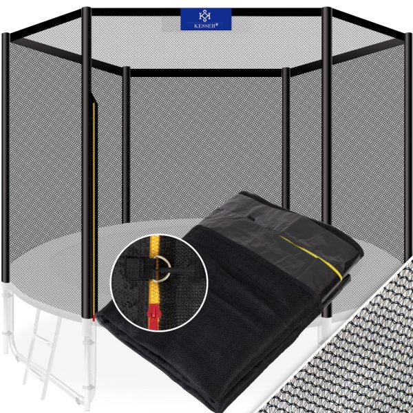 KESSER® Trampolin Ersatznetz Sicherheitsnetz UV-beständig Trampolinnetz Trampolinschutz Ø 244 305 366 427 cm   einfache Montage   Eingangstür mit Reißverschluss   aus hochwertigen Materialien... 183cm (6 Stangen)