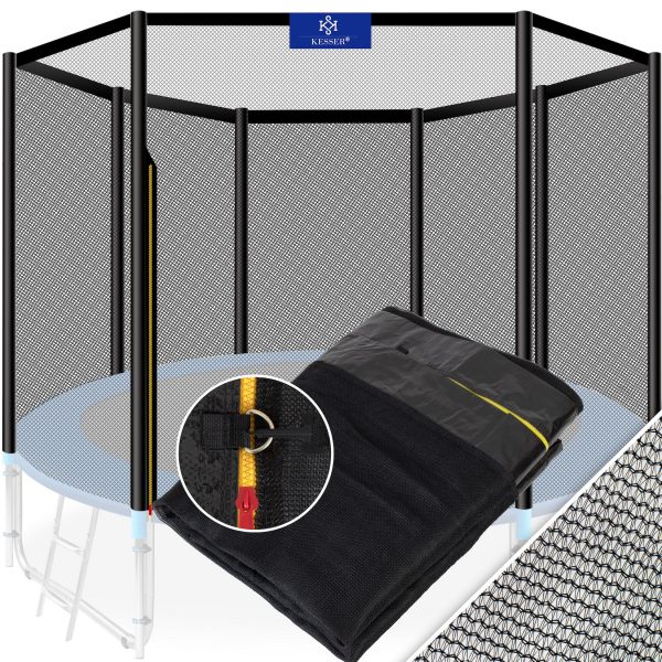 KESSER® Trampolin Ersatznetz Sicherheitsnetz UV-beständig Trampolinnetz Trampolinschutz Ø 244 305 366 427 cm   einfache Montage   Eingangstür mit Reißverschluss   aus hochwertigen Materialien... 305cm (8 Stangen)