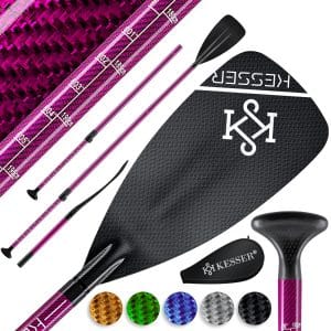 KESSER® Paddel Carbon Professional Speed - 3-teilig für SUP Kayak Stand-Up Paddling Board - leicht 700g Stechpaddel Verstellbar Teleskop 165cm-215cm für Kajakfahren Surfboard Boot Stecksystem... Pink