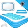 KESSER® Aufblasbarer Pool Familienpool für Kinder und Erwachsene Gartenschwimmbad Familienschwimmbad Sommer Planschbecken Füllmenge Kinderfreundlich Entwässerungslöcher... Hellblau