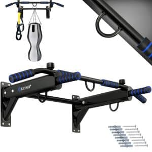 KESSER® 4in1 Klimmzugstange zur Wandmontage rutschfesten Griffen zusätzliche Funktion für Seile Ringe und Boxsäcke mit verschiedenen Griffpositionen   sicher & stabil   Pull Up Bar für zuhause... Blau