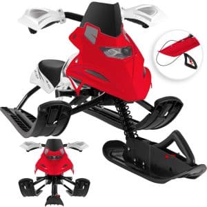 KESSER® Lenkschlitten mit 2 Fußbremsen   Automatisches Zugseil   Federung   Kufenlenkung   Bob Kinderschlitten Rodel Schlitten   Skiboblenkschlitten  ... Rot