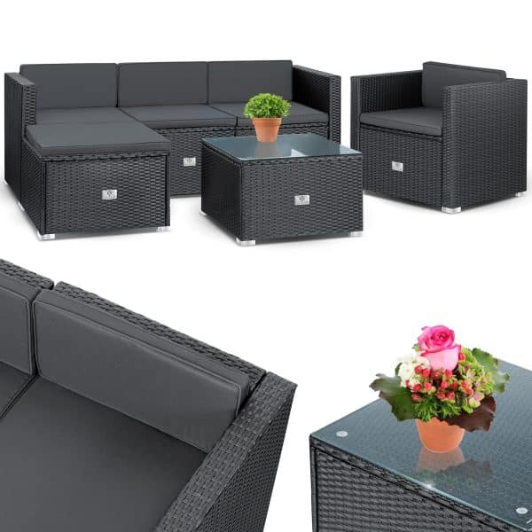 KESSER® Polyrattan Lounge Aruba – Gartenlounge für 4-5 Personen Gartenmöbel-Set Sitzgruppe aus 3er Gartensofa