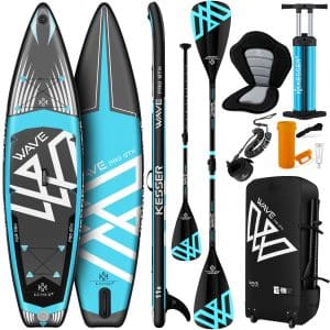 KESSER® Aufblasbare SUP Board Set PRO GTX mit Premium Hochdruckpumpe Transporttasche Stand Up Paddle Board   350x78x15cm 11.06' Cam Halterung   Surfboard 6 Zoll Dick Komplettes Zubehör 150kg... Blau - 350CM