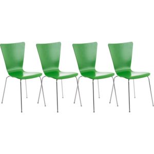 CLP 4er-Set Stapelstuhl Aaron Mit Holzsitz Und Metallgestell I 4 x Stuhl Mit Pflegeleichter Sitzfläche... grün