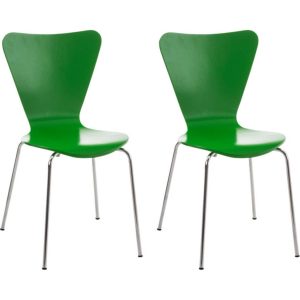 CLP 2x Konferenzstuhl CALISTO mit Holzsitz und stabilem Metallgestell I 2x platzsparender Stuhl mit einer Sitzhöhe von: 45 cm... grün